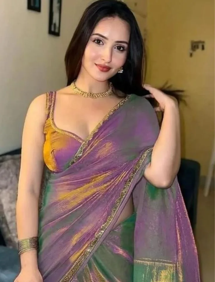 watay Embroidered Bollywood Georgette Saree (Purple) 1