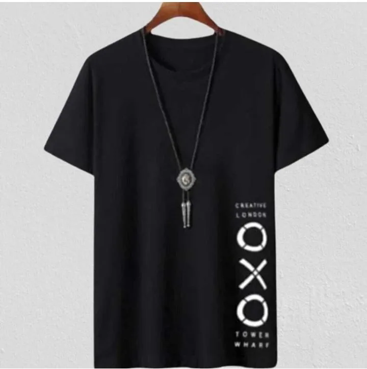 squareretails Men Printed Round Neck Polyester Black, White T-Shirt 2