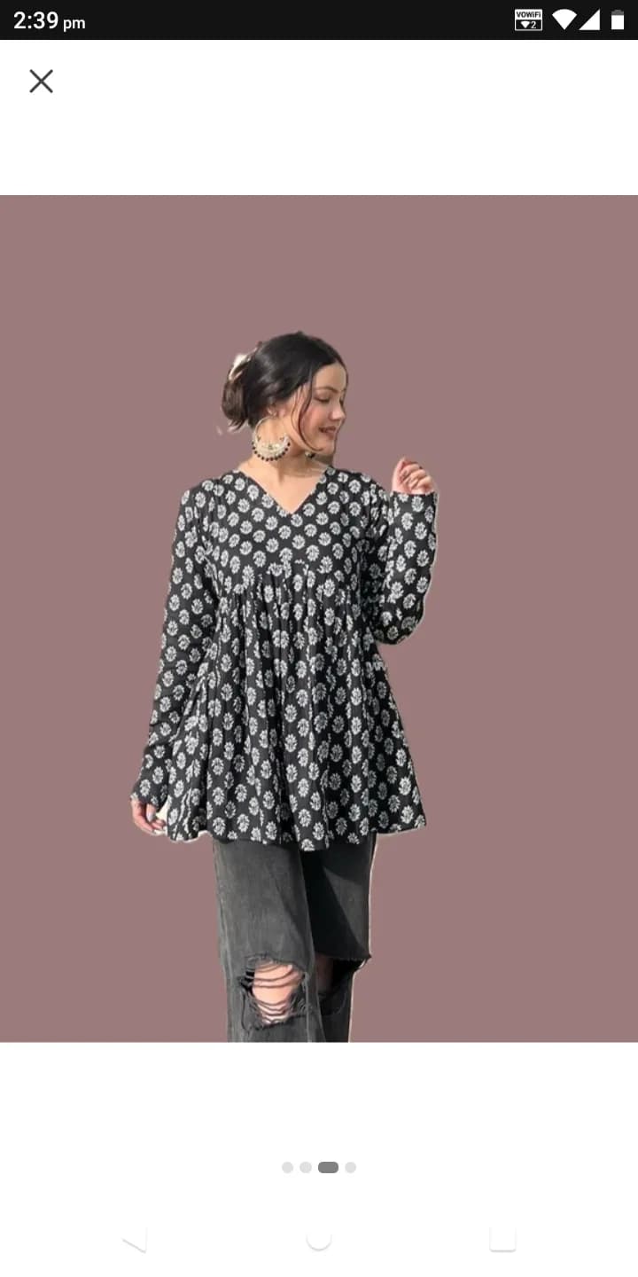 Akshchoice Casual Regular Sleeves Ethnic Motifs Women Black Top 2