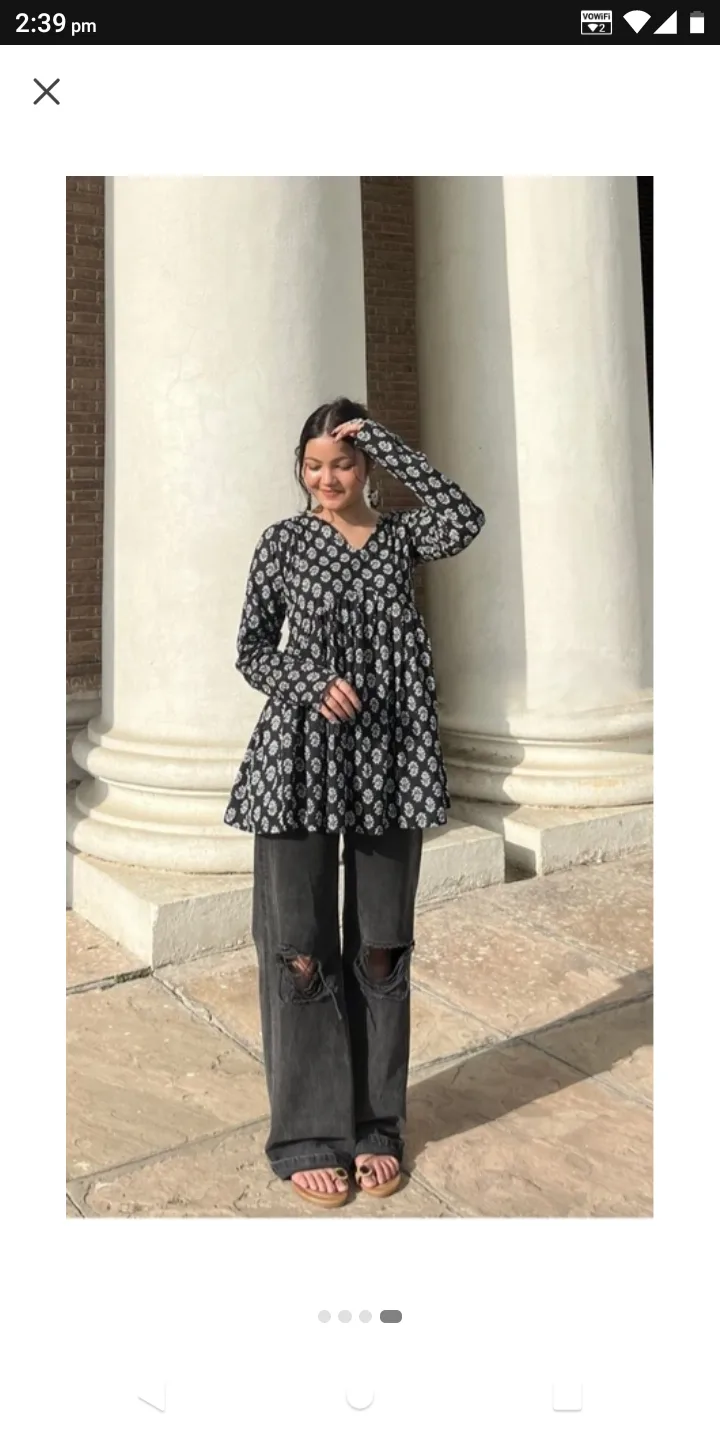 Akshchoice Casual Regular Sleeves Ethnic Motifs Women Black Top 3