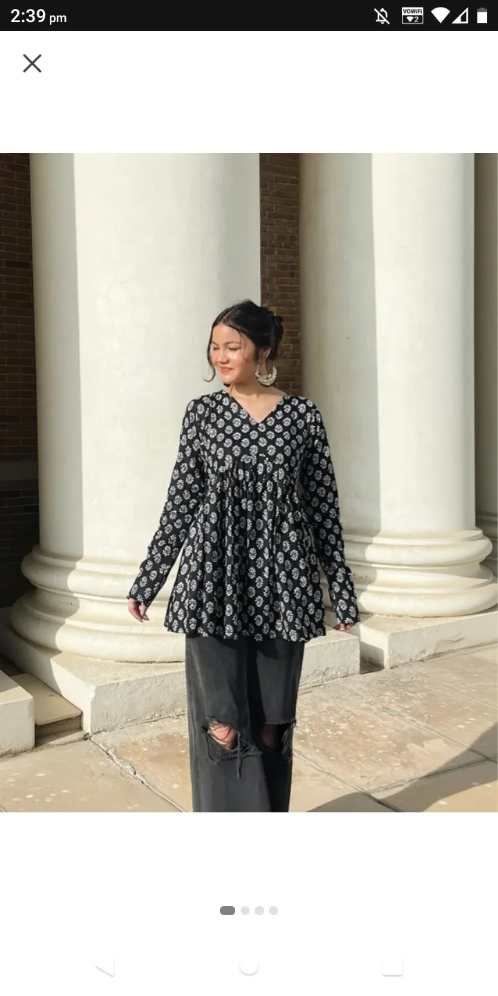 Akshchoice Casual Regular Sleeves Ethnic Motifs Women Black Top 1