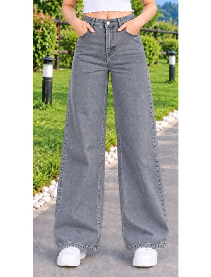 JOVS HIL Girls Wide Leg Mid Rise Light Blue