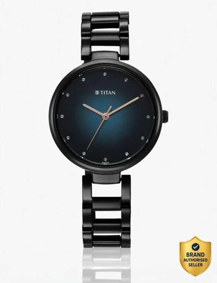 Titan Gradient Blue Dial Black Stainless Steel Strap Analog Watch  - For Girls 2729NM01 1