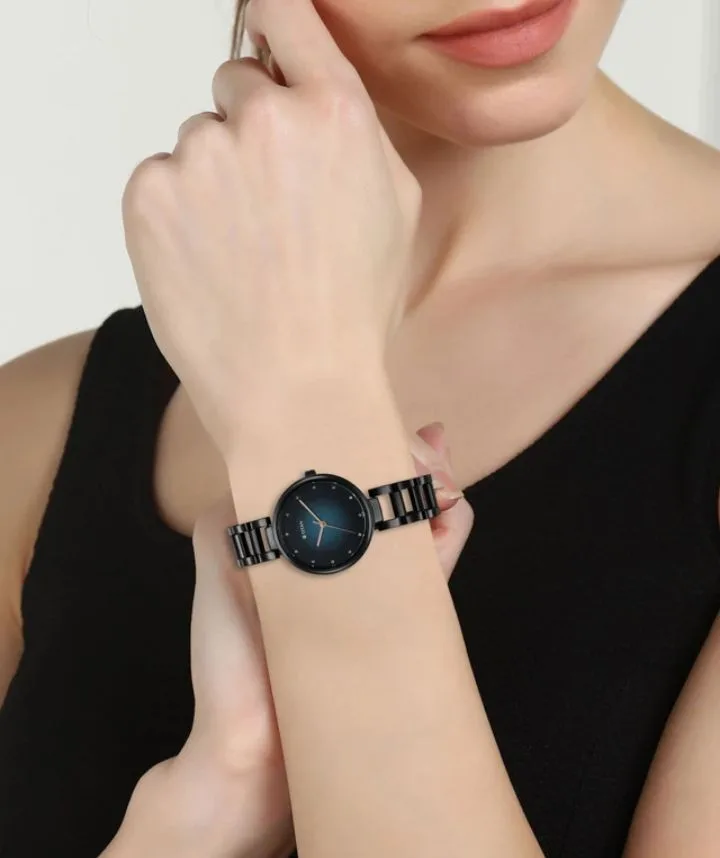 Titan Gradient Blue Dial Black Stainless Steel Strap Analog Watch  - For Girls 2729NM01 2