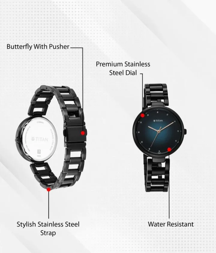 Titan Gradient Blue Dial Black Stainless Steel Strap Analog Watch  - For Girls 2729NM01 7