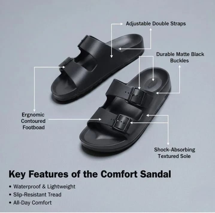 Skyultra Men Casual Sandal (Black , 6) 2